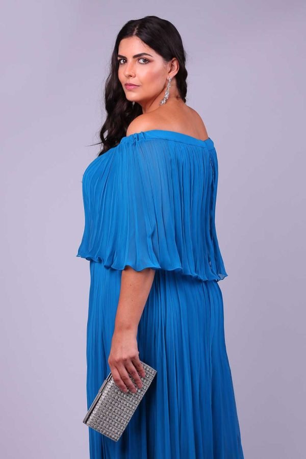 Vestido de festa plus size azul noa