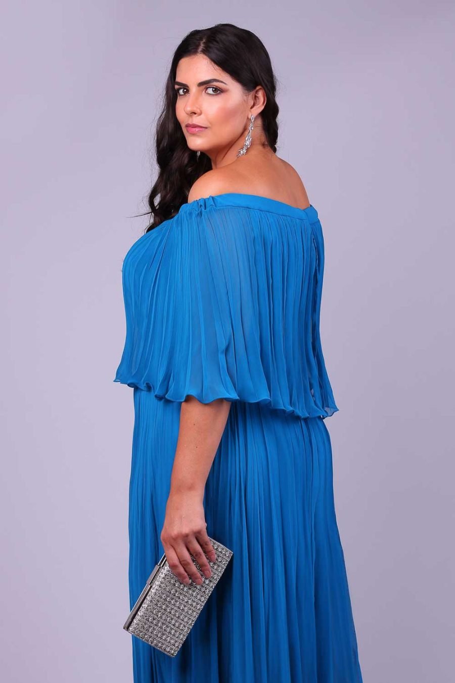 Vestido de festa plus size azul noa