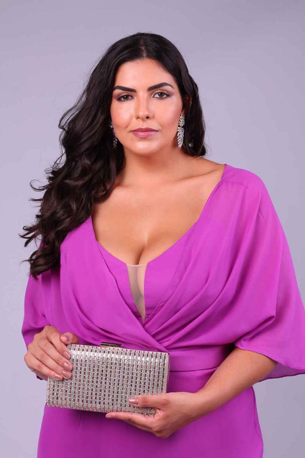 Vestido de festa plus size belle bliss fucsia