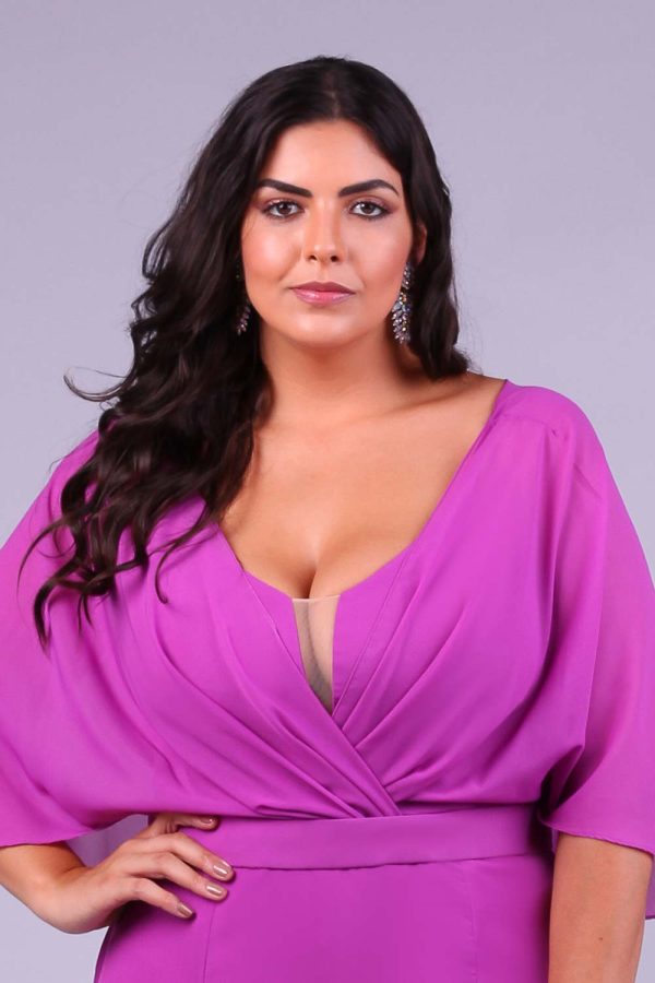 Vestido de festa plus size belle bliss fucsia