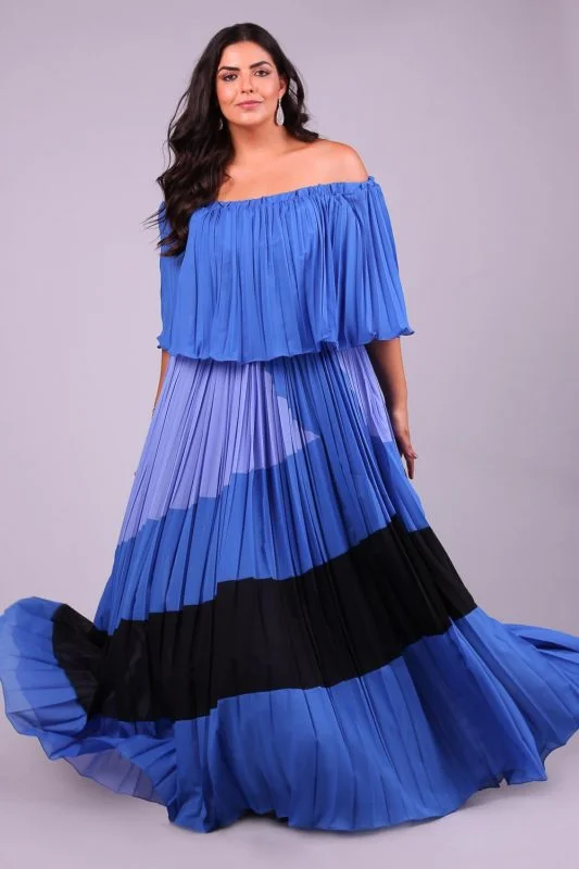 Vestido de festa plus size cartagena azul