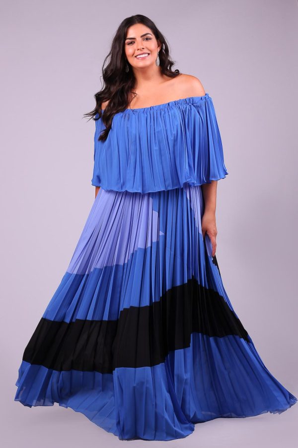 Vestido de festa plus size cartagena azul