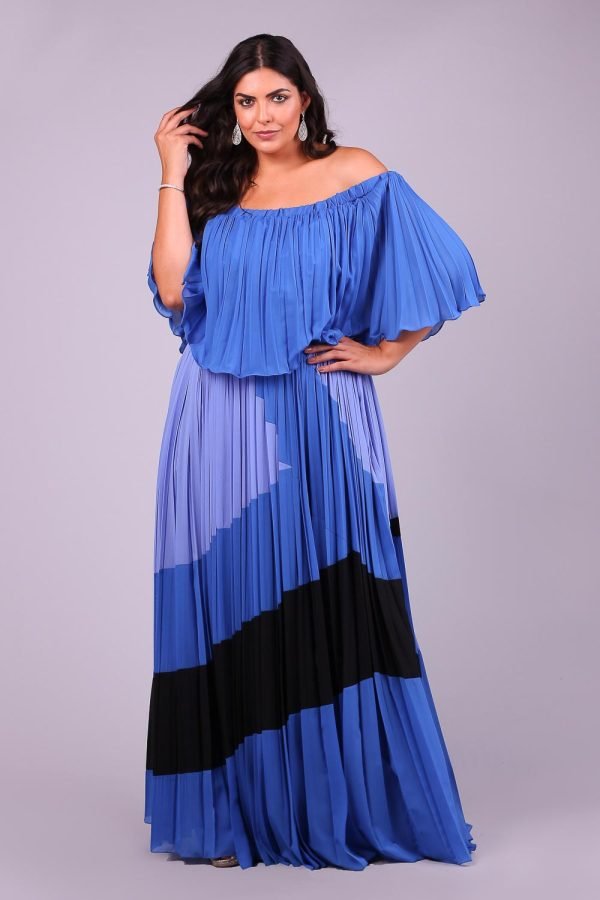 Vestido de festa plus size cartagena azul