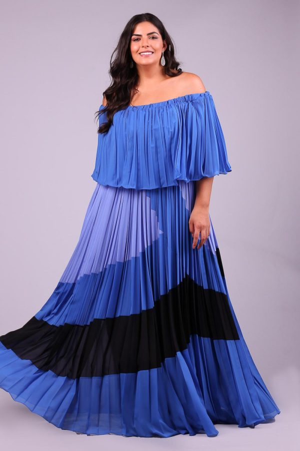 Vestido de festa plus size cartagena azul