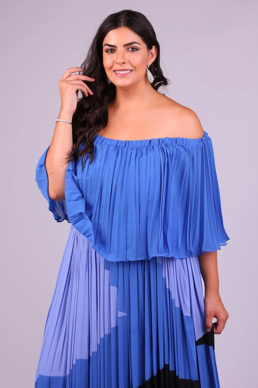 Vestido de festa plus size cartagena azul