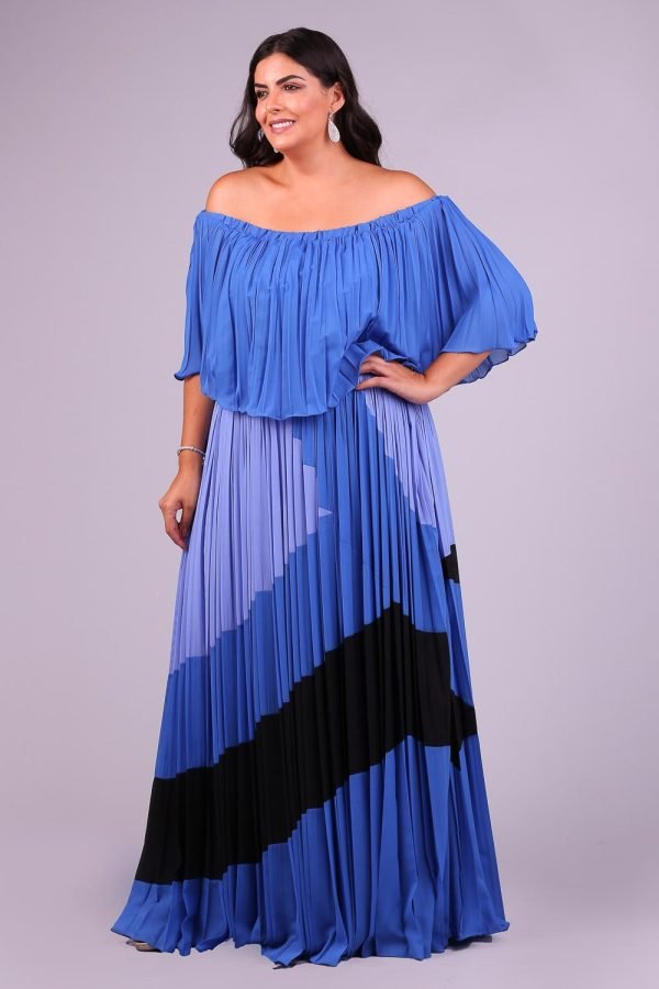 Vestido de festa plus size cartagena azul