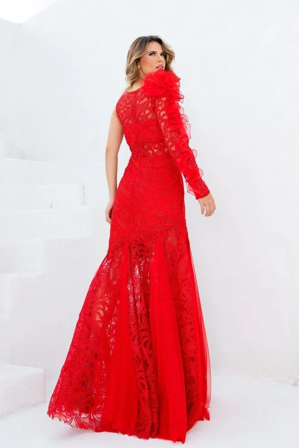Vestido de festa vermelho adriana lima
