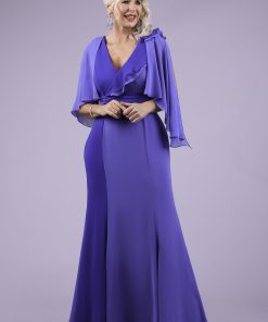 Vestido de mãe de noiva azul bicolor hannud
