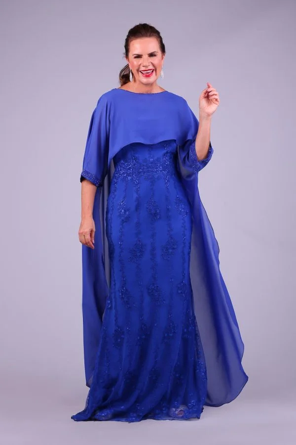 Vestido de festa para mãe do noivo azul olga