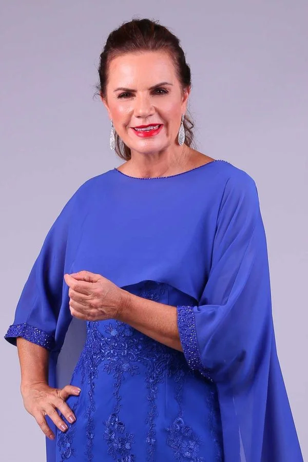 Vestido de festa para mãe do noivo azul olga
