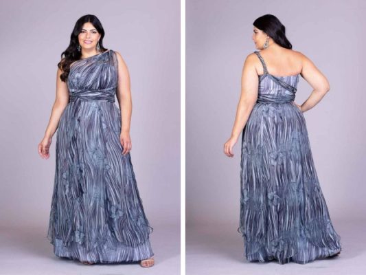 vestido de festa plus size estampado briet