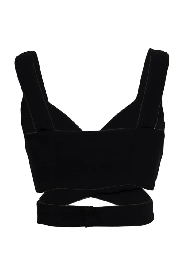 Top Curto Mersin Preto Transpassado Top Curto Mersin Preto Transpassado