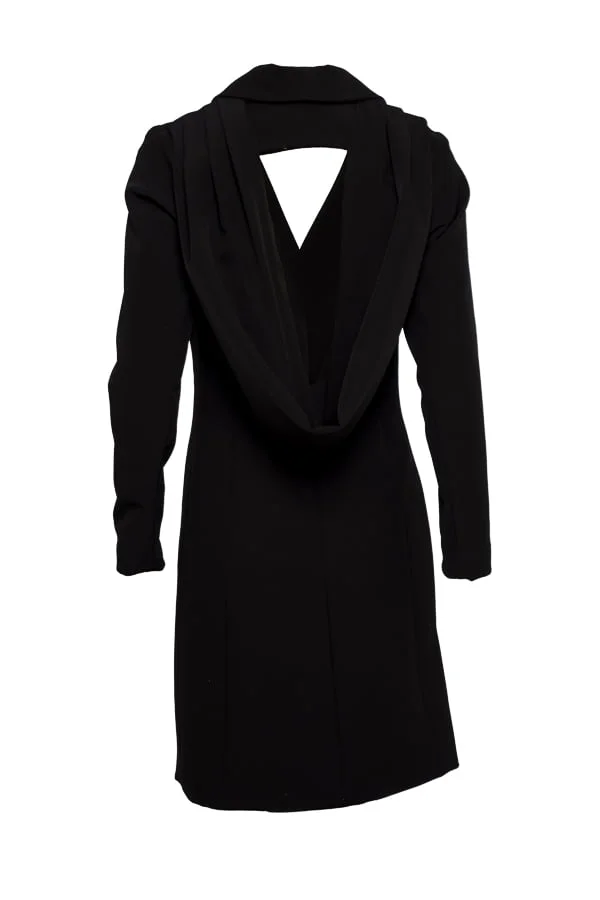 Blazer vestido Kozluk Preto com Decote Costas