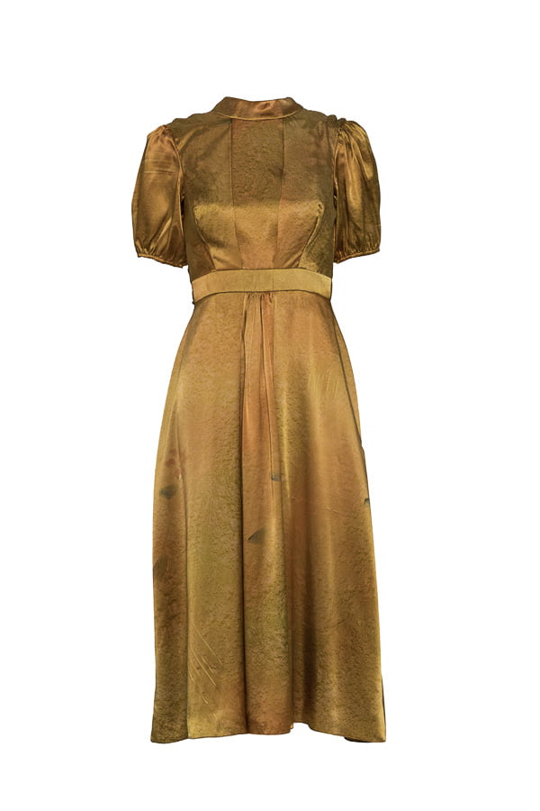 Vestido Midi Izmit Estampado Dourado