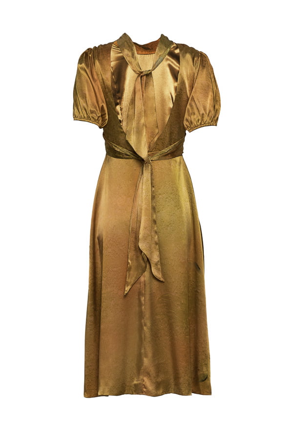 Vestido Midi Izmit Estampado Dourado