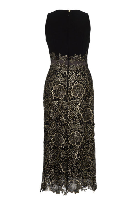 Vestido midi preto com dourado Byblos