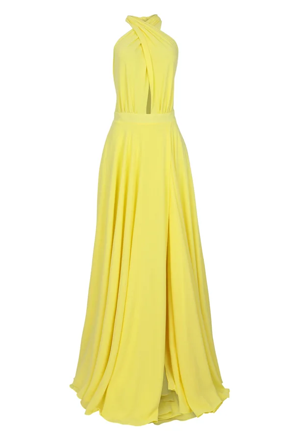 Vestido Longo de Festa Amarelo Sabrina