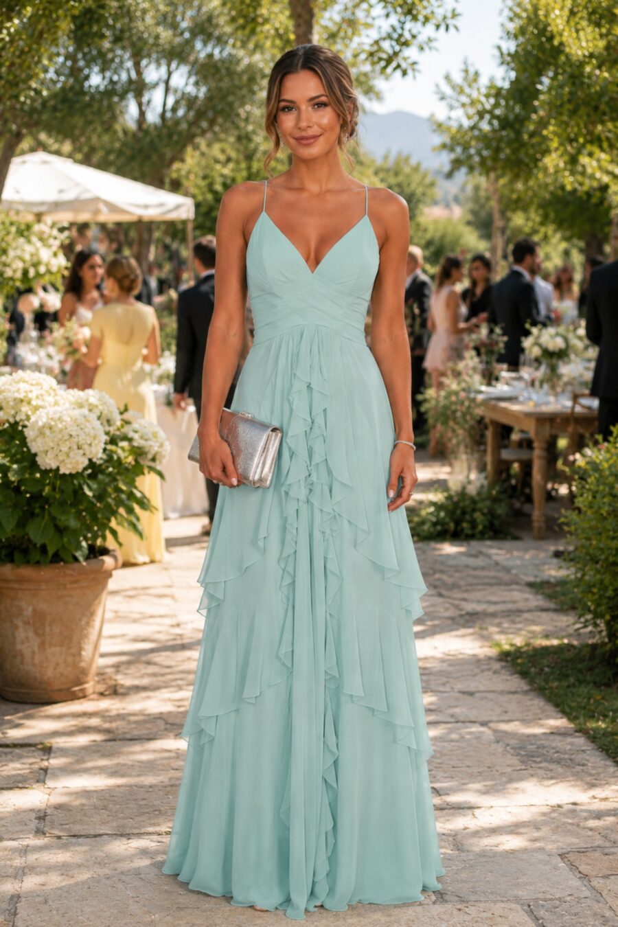 Vestido de Festa para Casamentos Azul Acqua