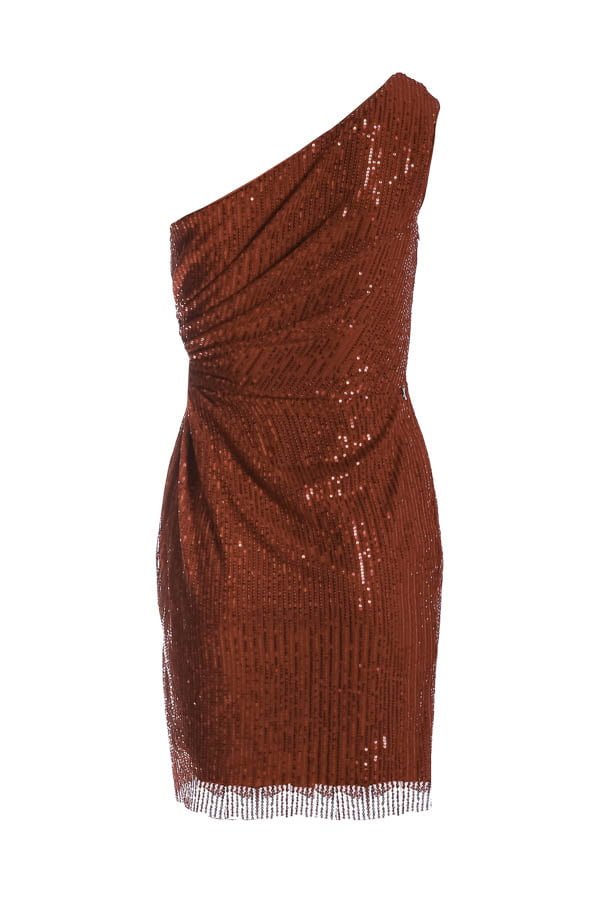 Vestido de festa curto cor vermelho em paete modelo dua lipa