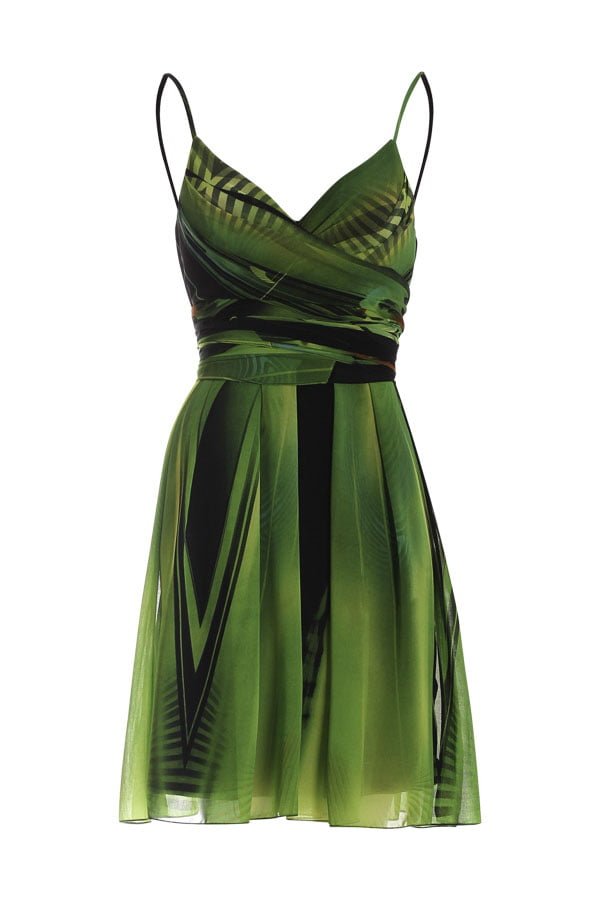 Vestido de festa estampado verde Loris