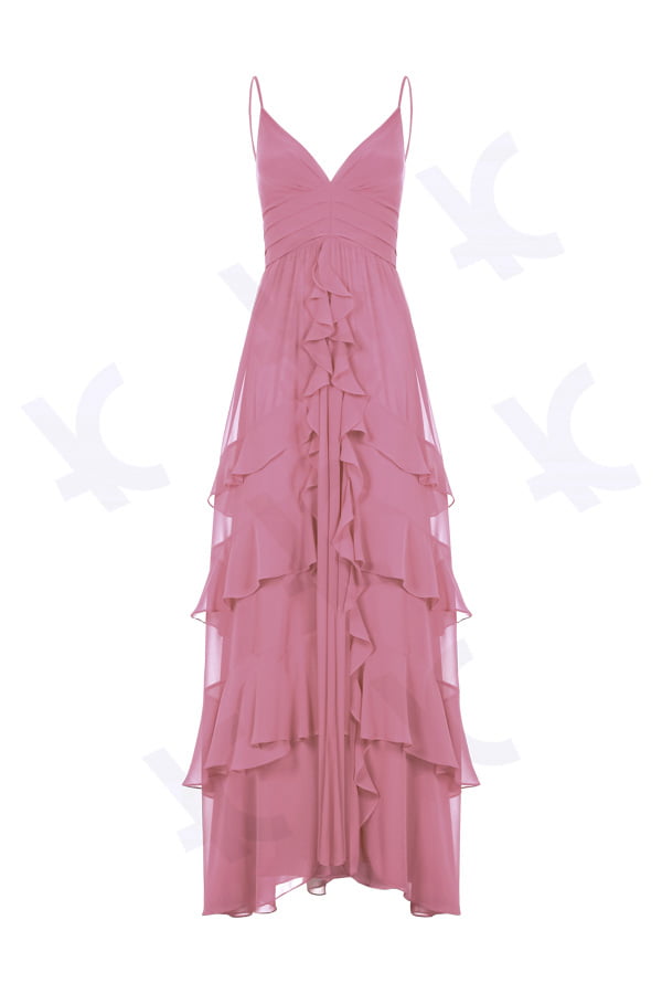 Vestido de festa longo rosa barbie