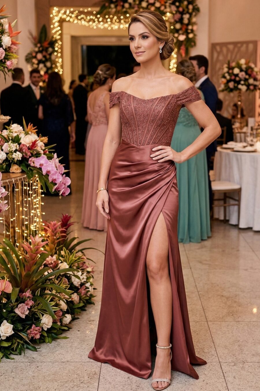 Vestido de festa madrinha de casamento na cor rosa barbie