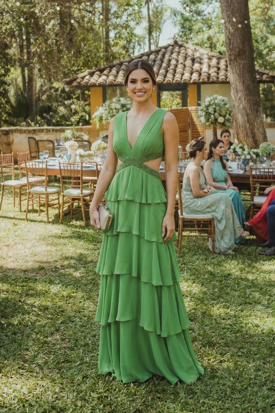 Vestido de Festa Madrinha de Casamento Verde Oliva Hits