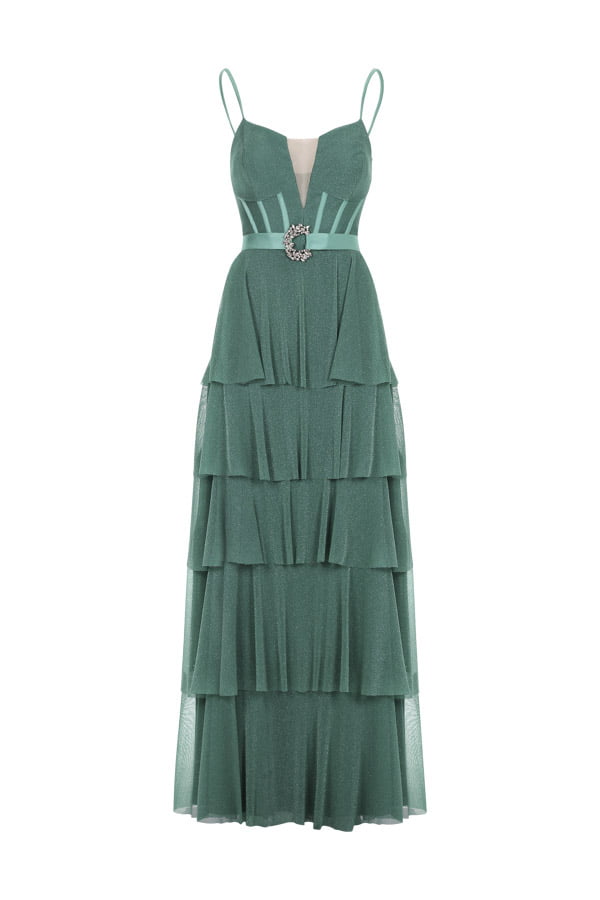 Vestido de festa longo verde oliva spicy para madrinha de casamento