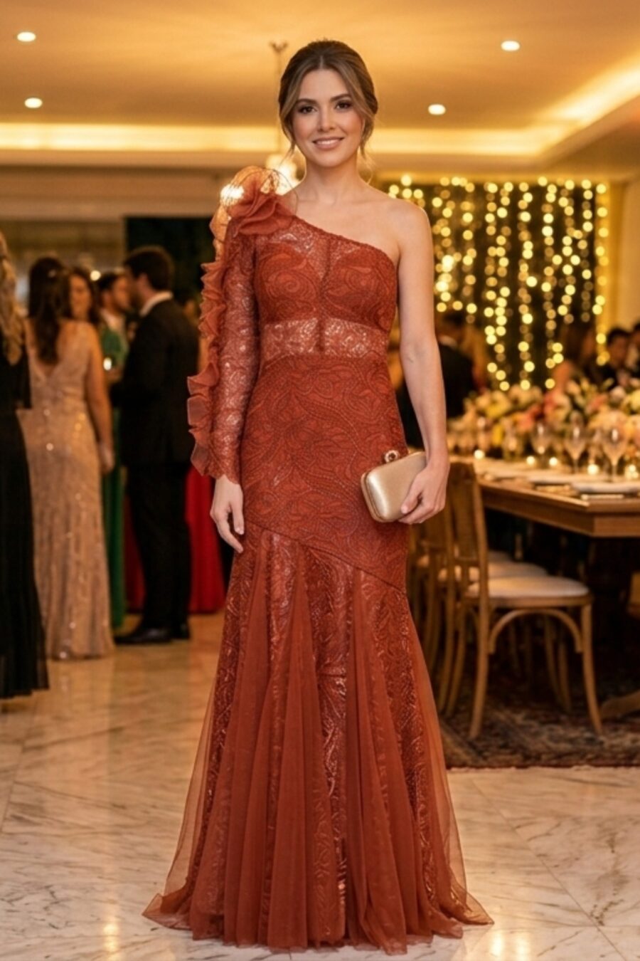 Vestido de Festa Vermelho Renda Iza