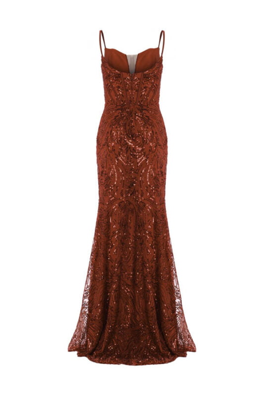 Vestido de festa longo em paetê vermelho shine para formatura