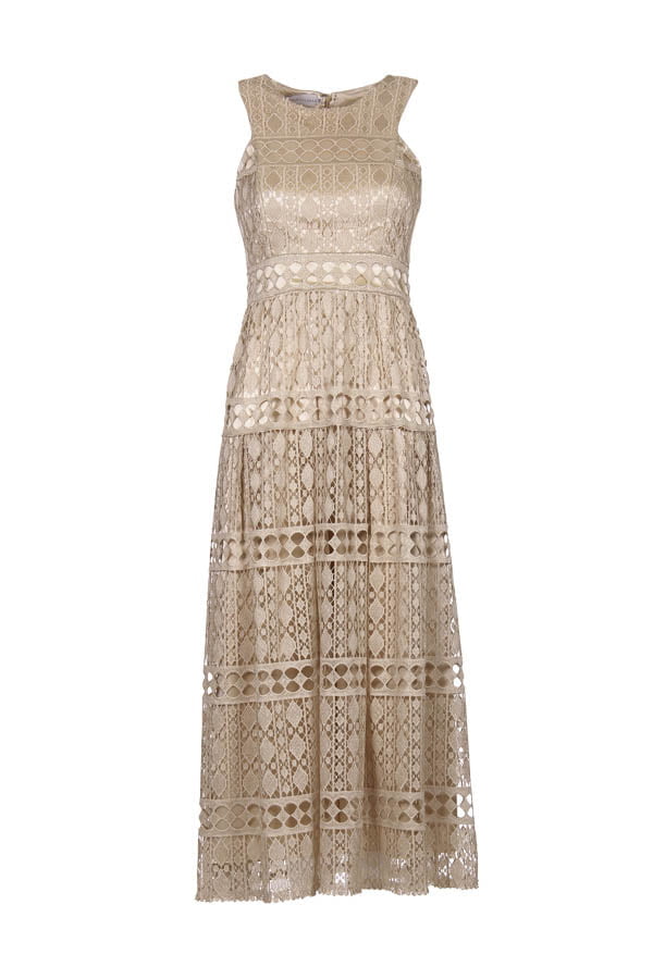 Vestido de festa midi na cor nude modelo elegante monaco perfeito para convidada de casamento