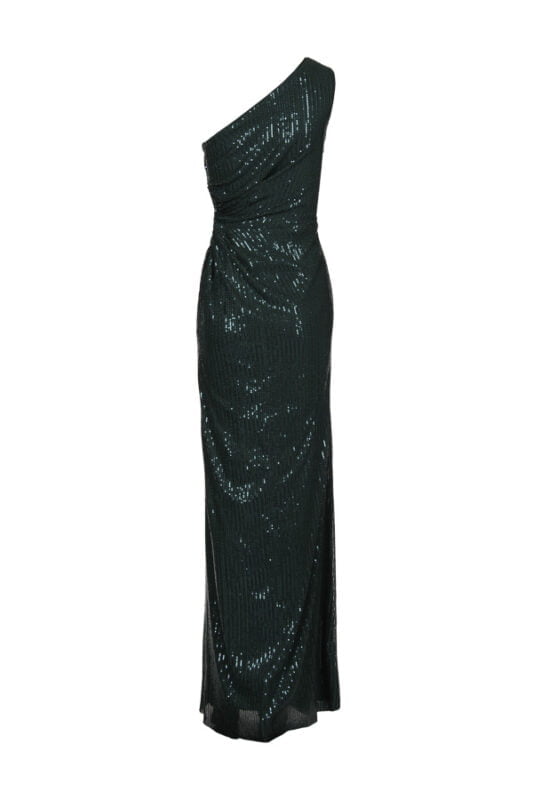 Vestido de festa longo na cor verde paete fusion perfeito para festa de formatura