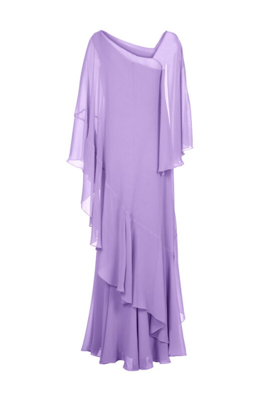 Vestido de festa Mirna na cor lavanda para mães dos noivos e madrinhas de casamento