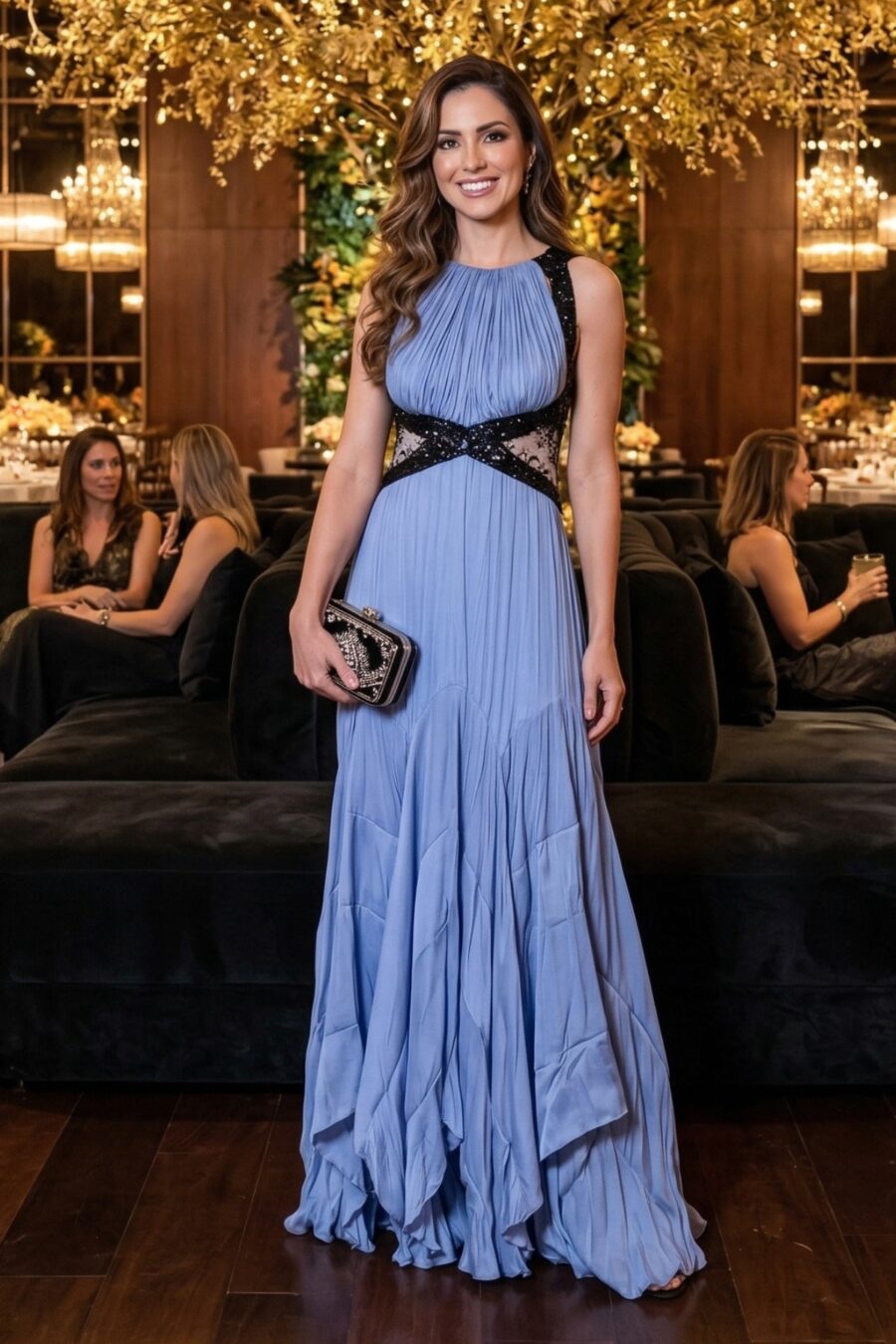Vestido de Festa Bicolor Azul com Preto Lizzy