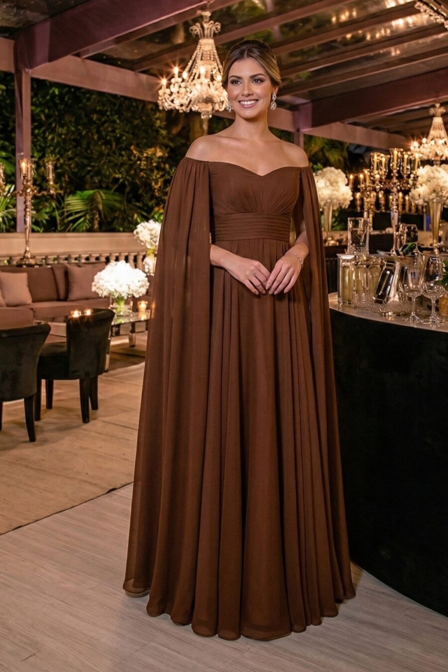 Vestido para Mãe da Noiva Terracota Maya