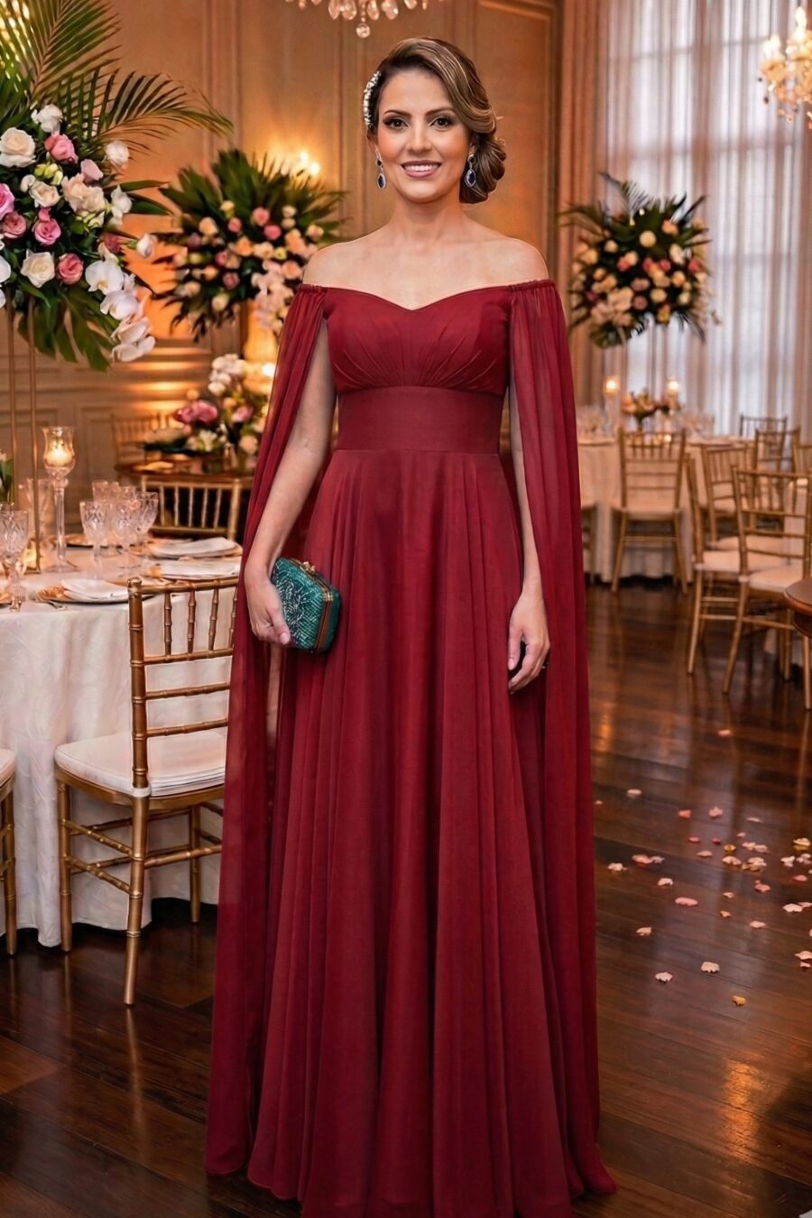 Vestido de Festa Marsala para Mães dos Noivos Azzis