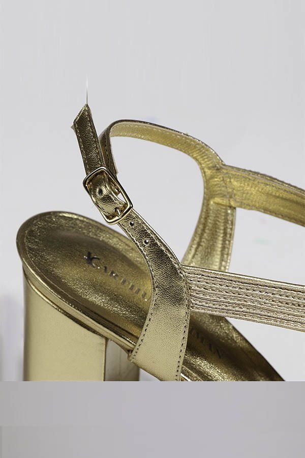 Sandália de festa dourada modelo zoe ultra confortável