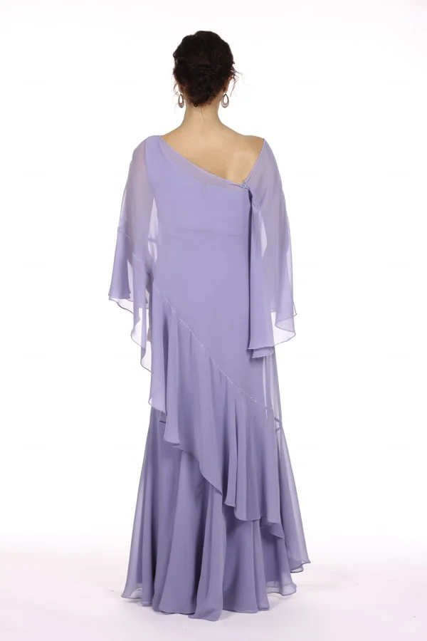 Vestido de festa longo com sobre capa para mães dos noivos vik muniz