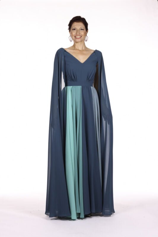 Vestido de festa Grace kelly verde fluido