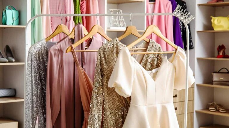 Arara com vestidos de festa.
