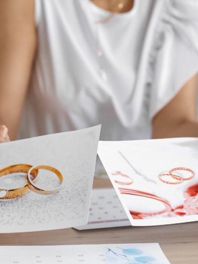 Moça em processo de organizar casamento.