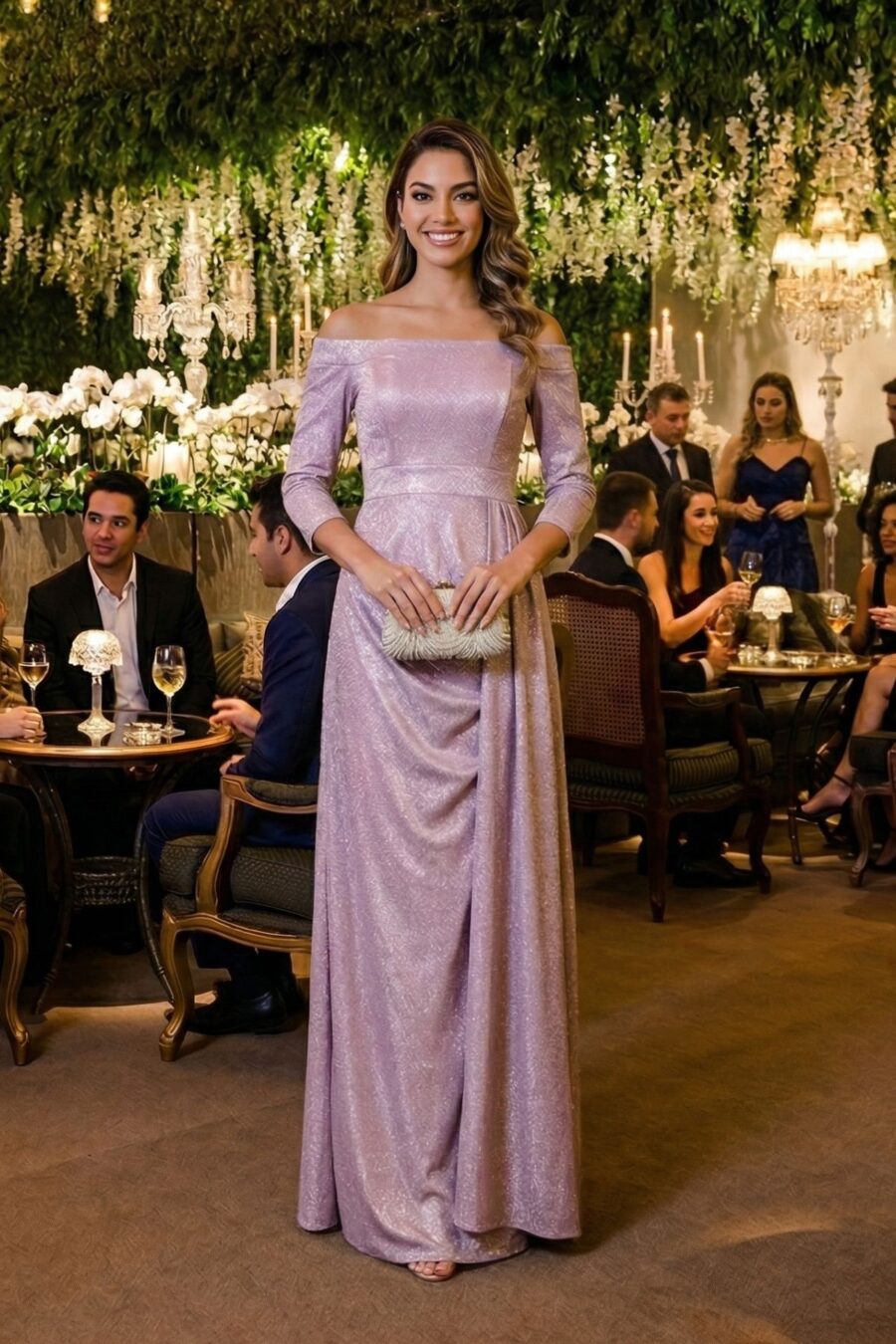 Vestido longo shine kate para festas de final de ano