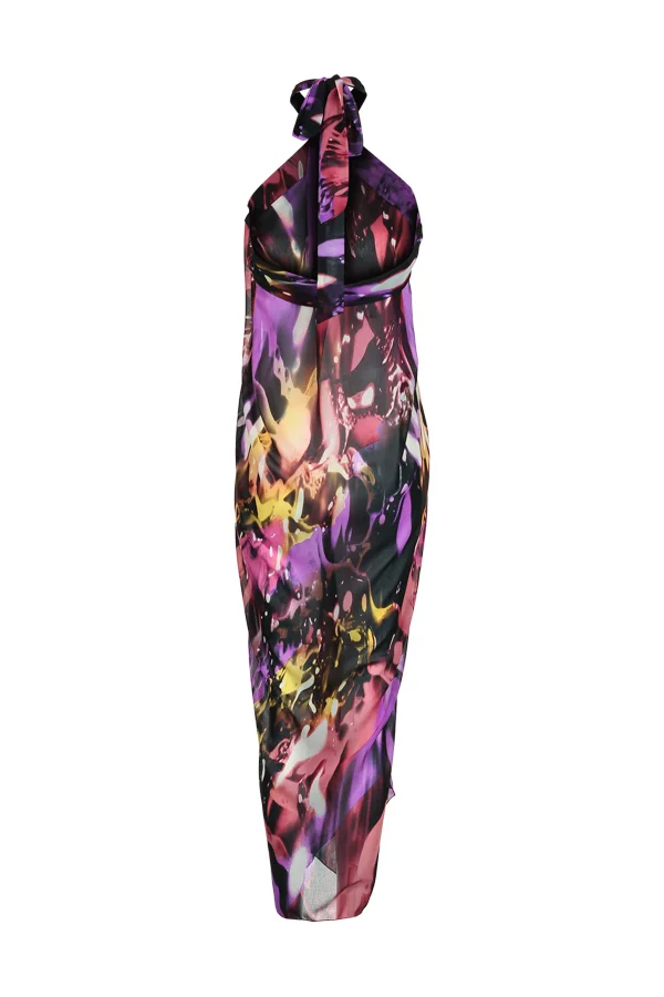 Vestido saia saída de praia multi amarração modelo Santos estampa exclusiva da linha Resort de série limitada Arthur Caliman para o verão 2024