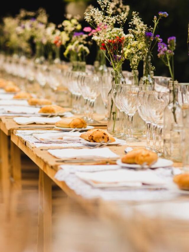 Decoração de mesa de casamento.