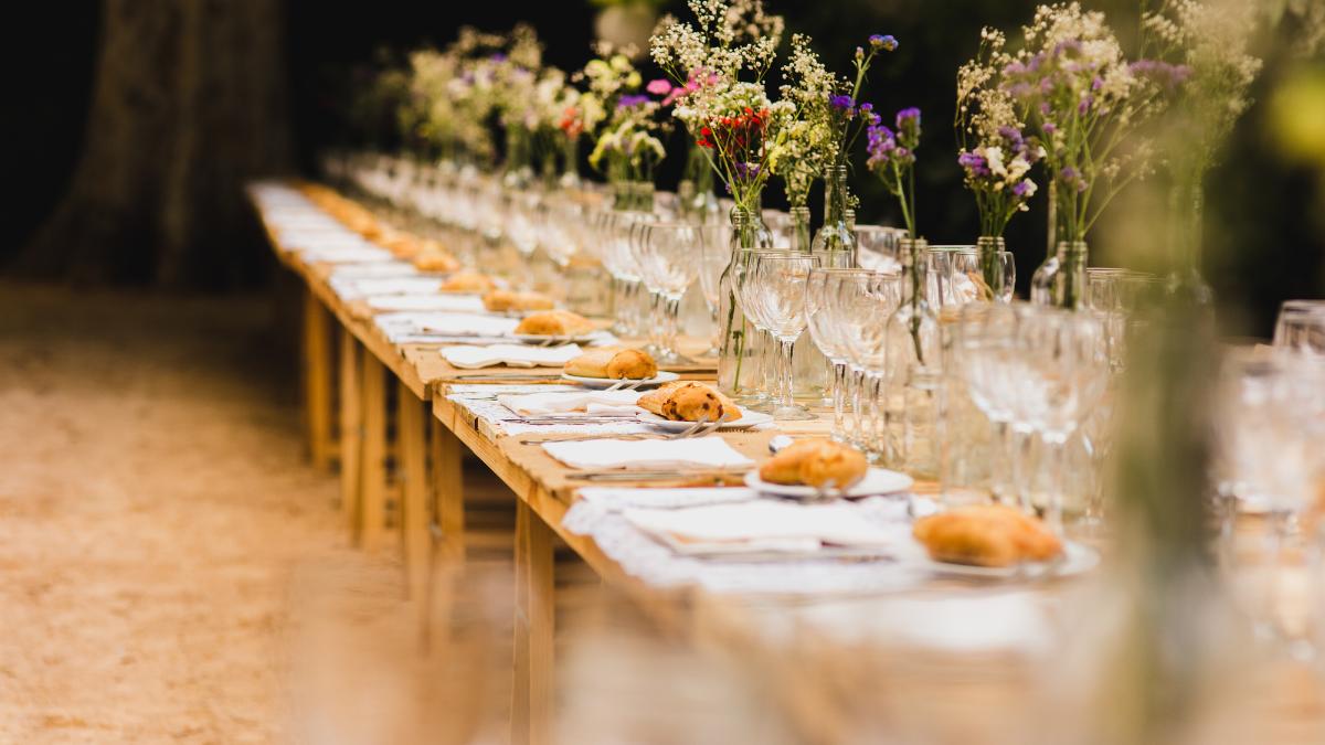 Decoração de mesa de casamento.