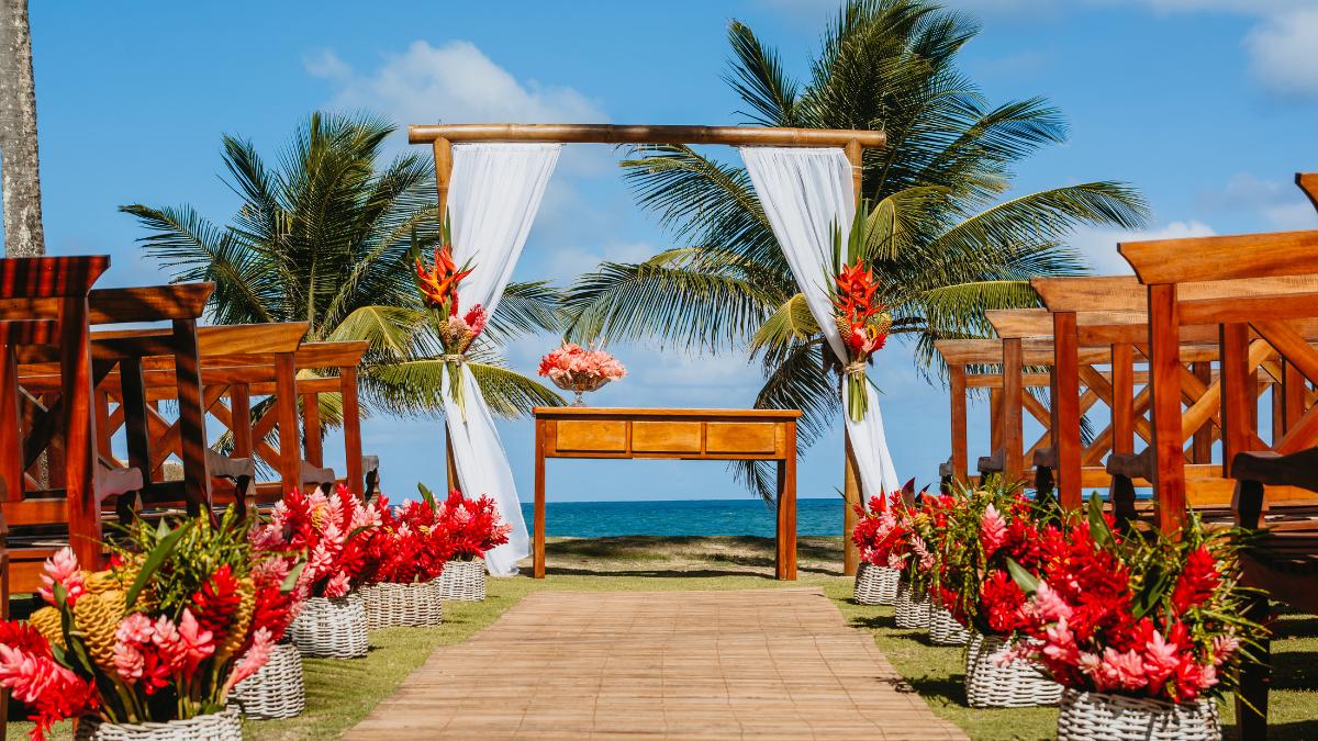 Decoração de casamento na praia.