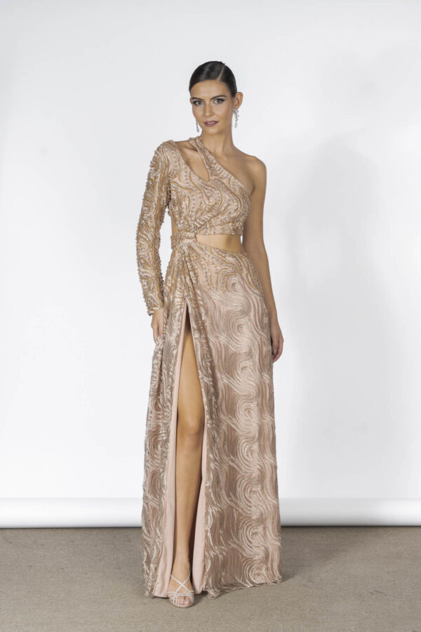 Vestido de Festa Dourado Bordado Foxton - Image 3