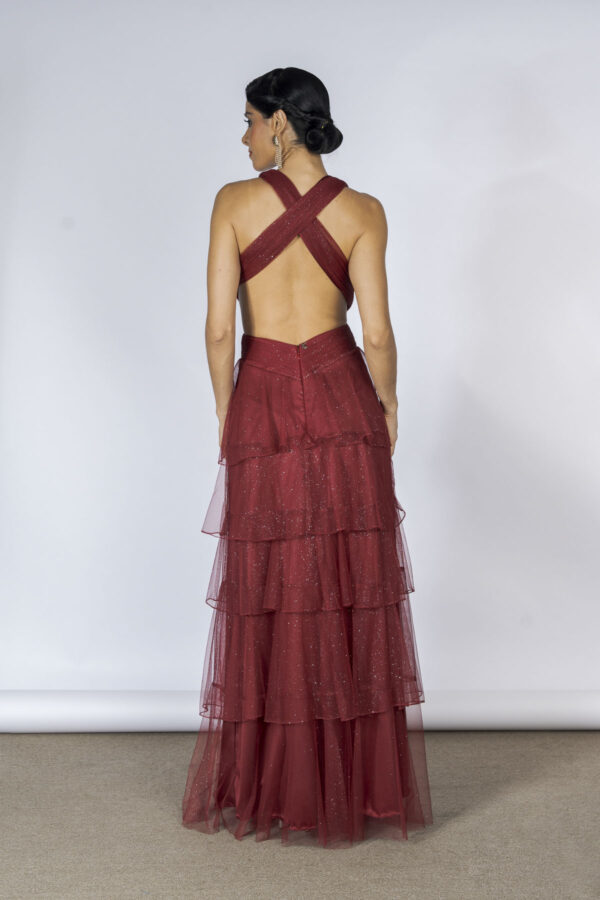 Costas vestido de festa, cor marsala , modelo tucci