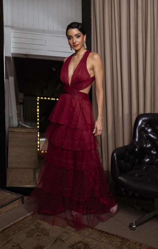 Vestido de festa marsala tucci