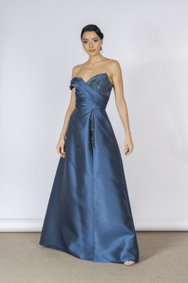 Vestido de festa longo princess jay na cor azul